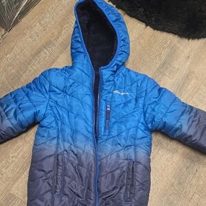 Eddie Bauer Boy’s Reversible Blue Ombré Puffer Winter Jacket small 4/6